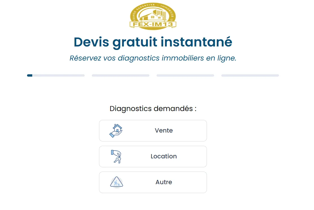 Écran Devis gratuit instantané de la plateforme Gestion Diag